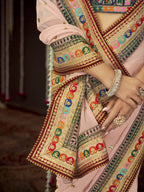 Myra Baby Pink Art Silk Heavy Embroidered Designer Saree | Grocsy