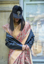 Grey Satin Organza Floral Woven Design Saree With Unstitched Blouse Piece - Klay's | Grocsy