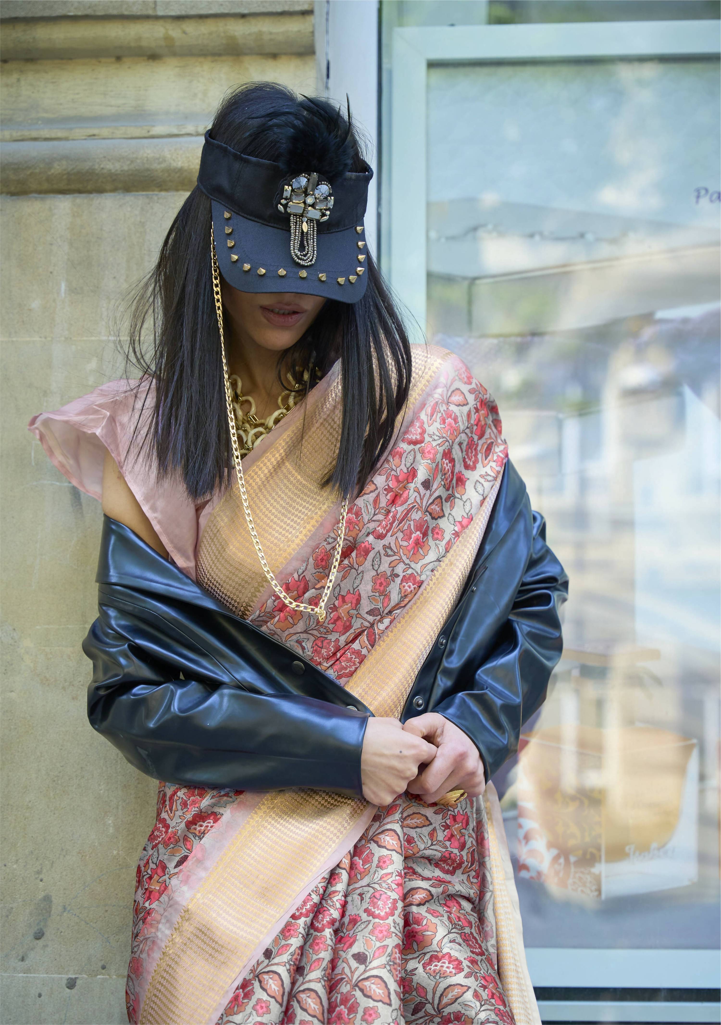 Grey Satin Organza Floral Woven Design Saree With Unstitched Blouse Piece - Klay's | Grocsy