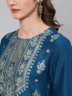 Aks Ethnic Motifs Printed Round Neck Straight Kurta | Grocsy