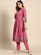All About You Women Floral Printed Regular Kurta with Trouser | Grocsy