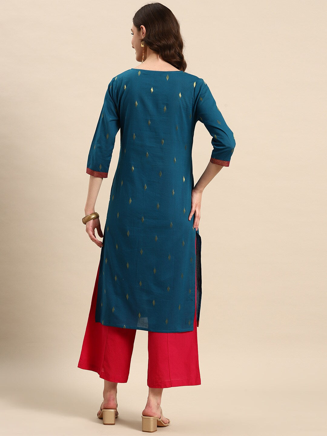 Sangria Geometric Printed Kurta | Grocsy