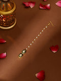 Ruby Raang Green Double Teardrop Kundan Maang Tikka with Meenakari | Grocsy