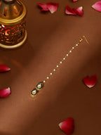Ruby Raang Green Double Teardrop Kundan Maang Tikka with Meenakari | Grocsy