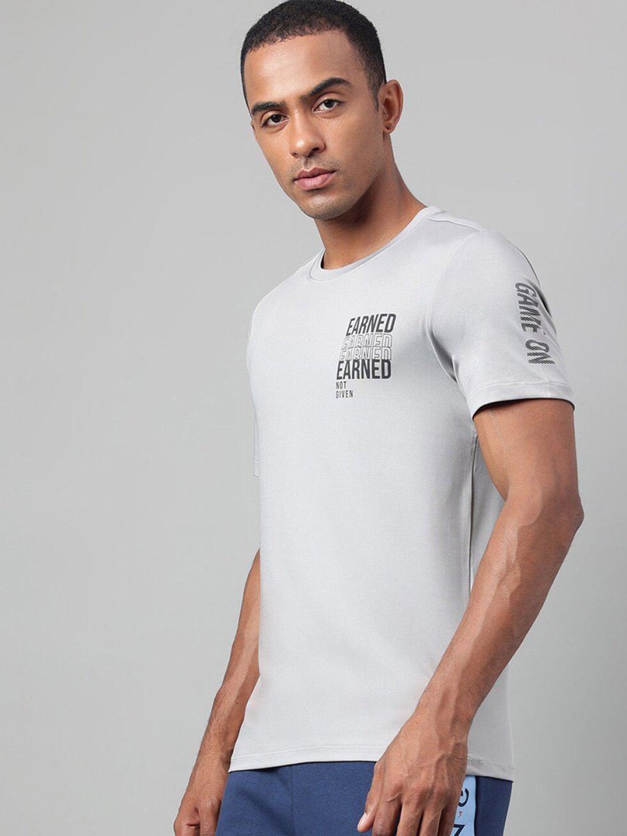 Alcis Typography Printed Anti-Static Dry Tech Slim Fit Sports T-shirt | Grocsy