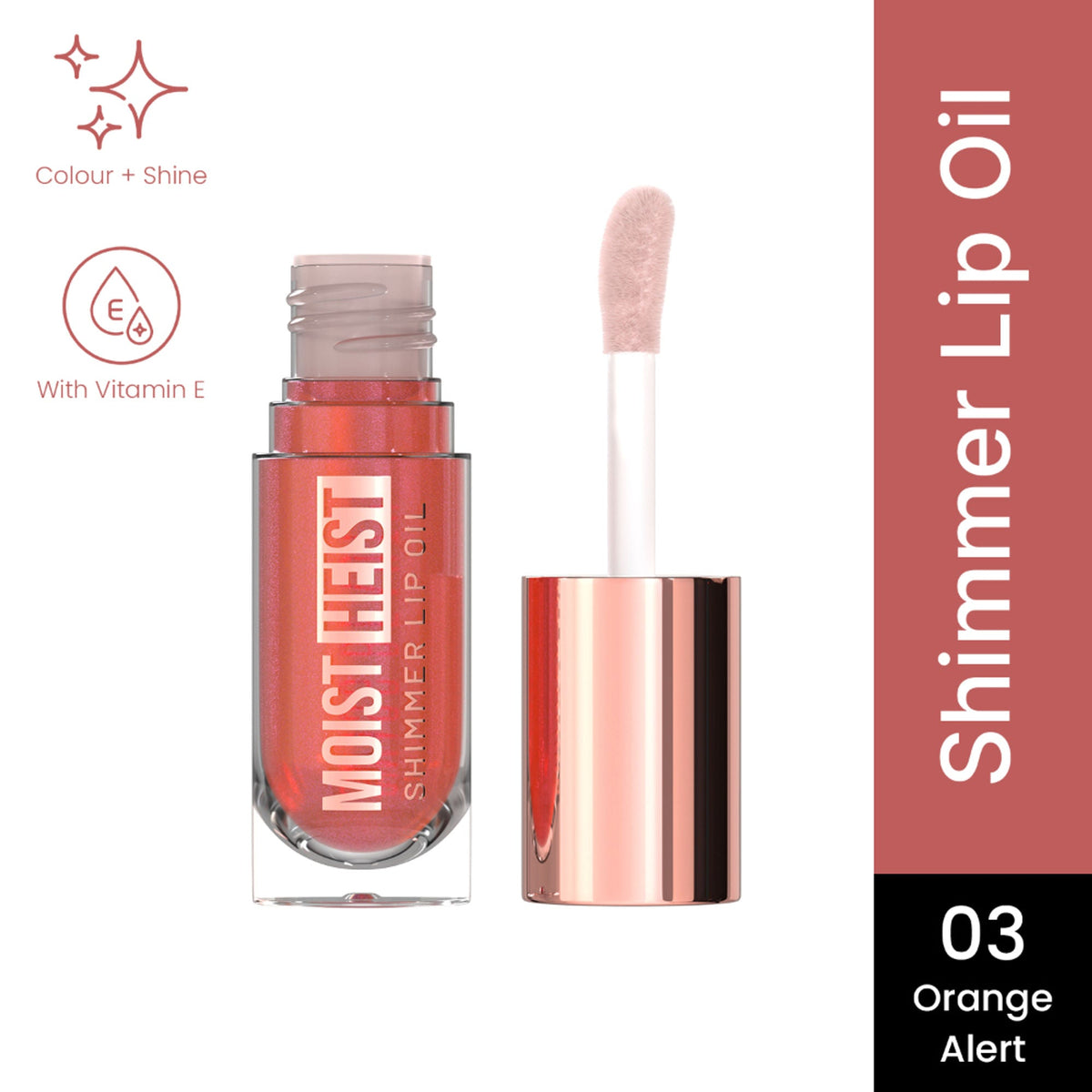 Swiss Beauty Moist Heist Shimmer Lip Oil Luminous Shine , Hydrating & Lightweight - 3 Orange Alert | Grocsy