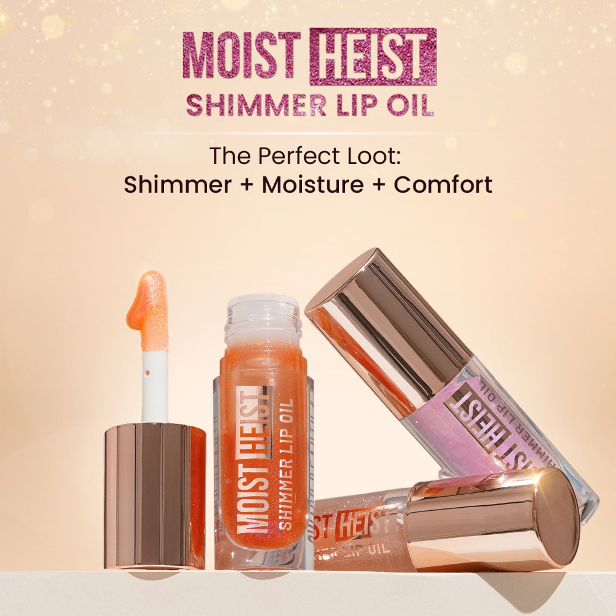 Swiss Beauty Moist Heist Shimmer Lip Oil Luminous Shine , Hydrating & Lightweight - 3 Orange Alert | Grocsy