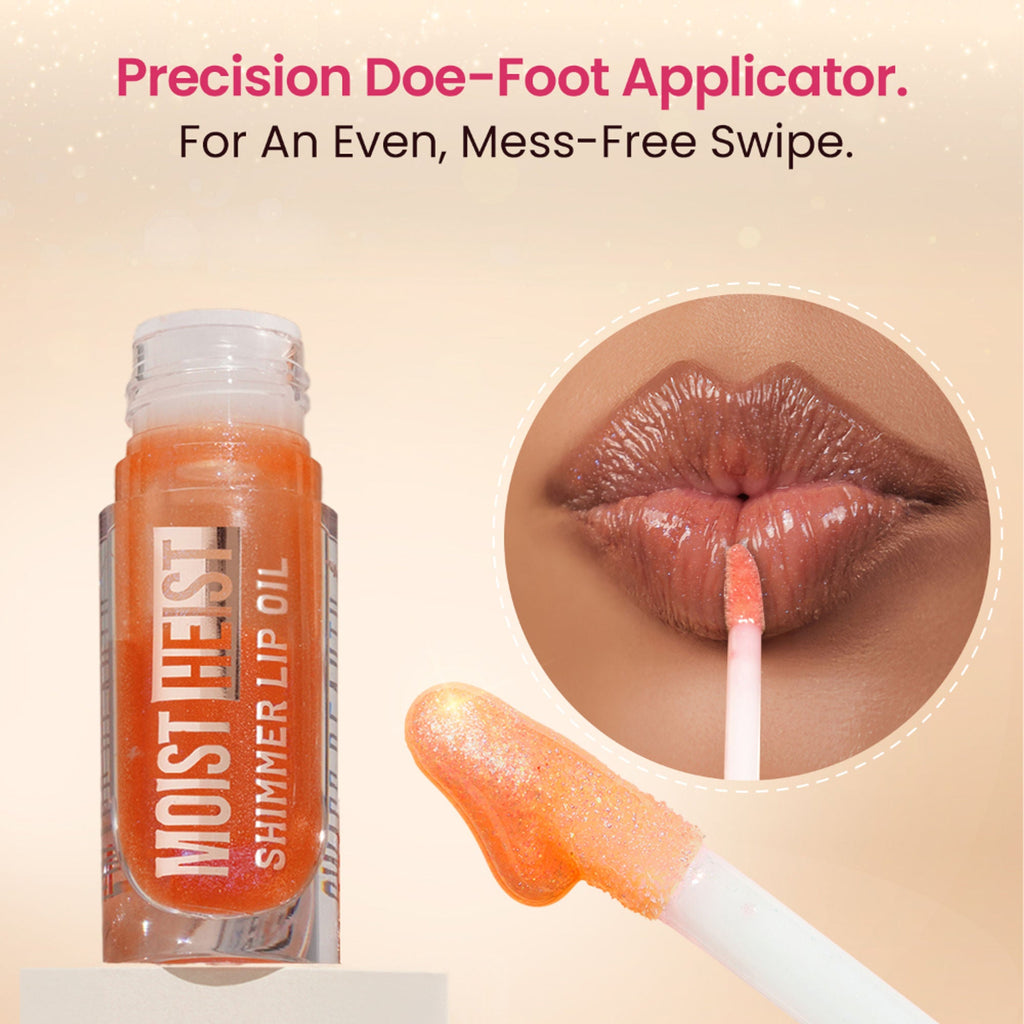 Swiss Beauty Moist Heist Shimmer Lip Oil Luminous Shine , Hydrating & Lightweight - 3 Orange Alert | Grocsy