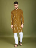 Vastranavya Yellow Exclusive Festival Wear Pure Viscose Rayon Embroidered Sequence Work Kurta | Grocsy
