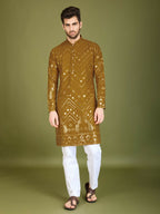 Vastranavya Yellow Exclusive Festival Wear Pure Viscose Rayon Embroidered Sequence Work Kurta | Grocsy