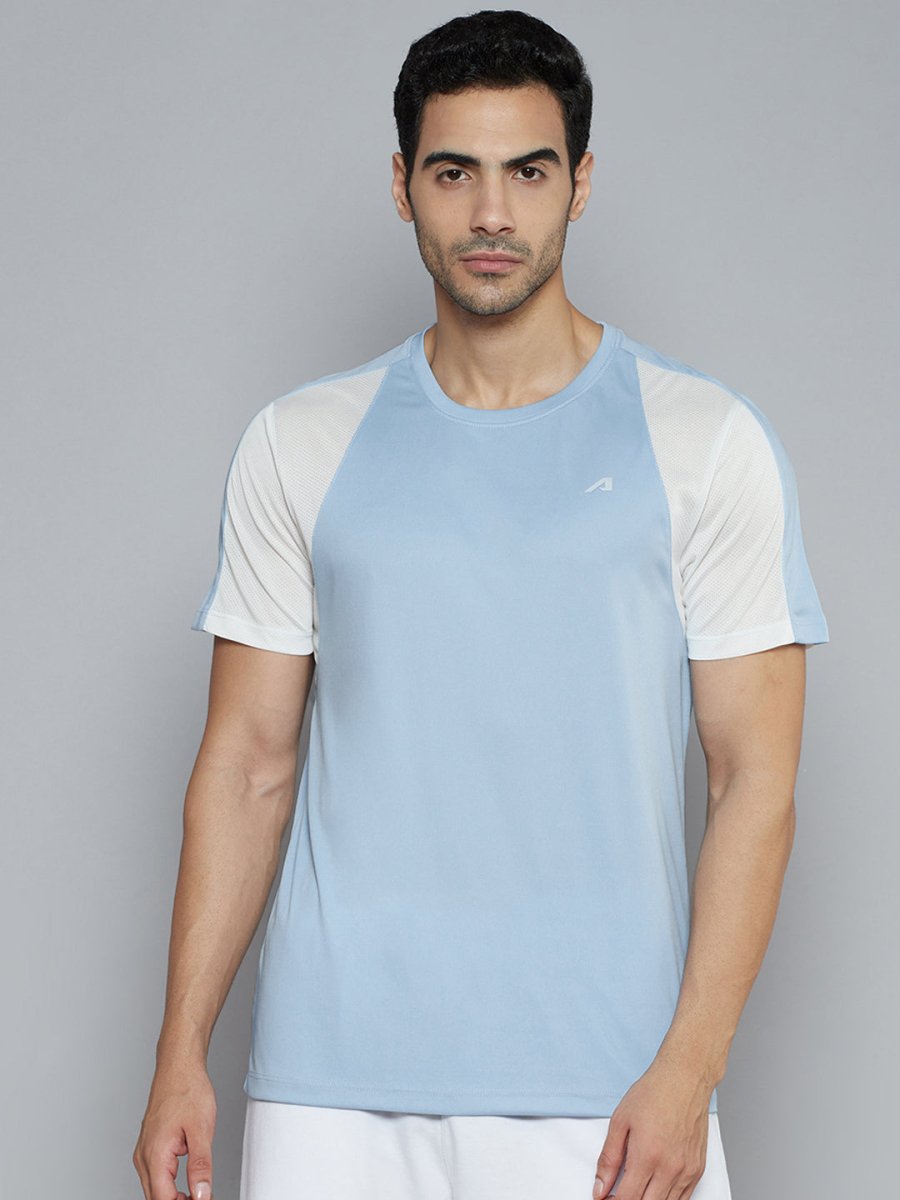 Alcis Men Blue Solid Slim Fit T-shirt | Grocsy