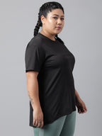 MKH Plus Size Typography Printed Dri-FIT Relaxed Fit Drop-Shoulder Sleeves Gym T-shirt | Grocsy