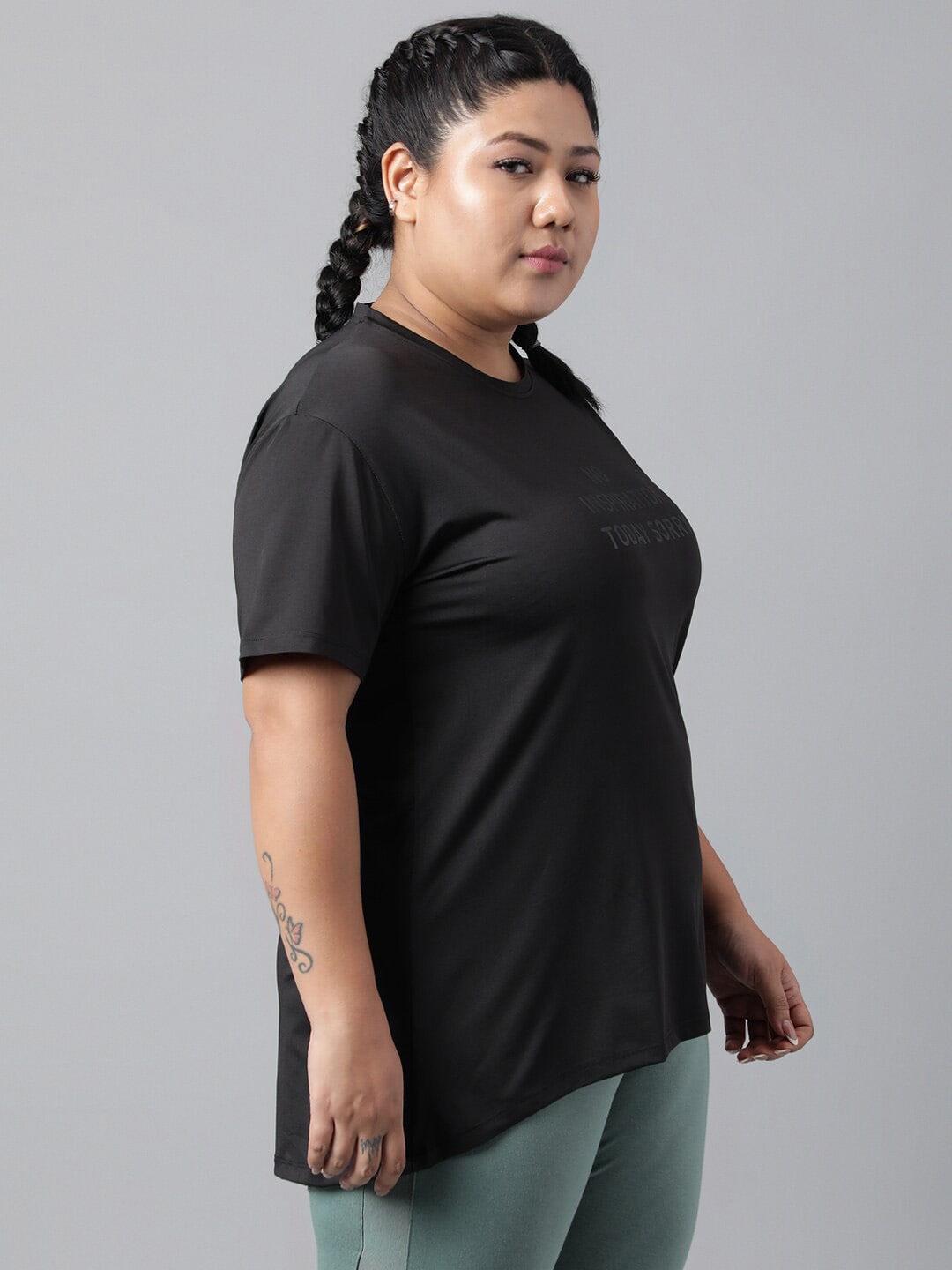 MKH Plus Size Typography Printed Dri-FIT Relaxed Fit Drop-Shoulder Sleeves Gym T-shirt | Grocsy