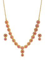 Zaveri Pearls Pink Gold-Polished Cubic Zirconia Studded Jewellery Set
