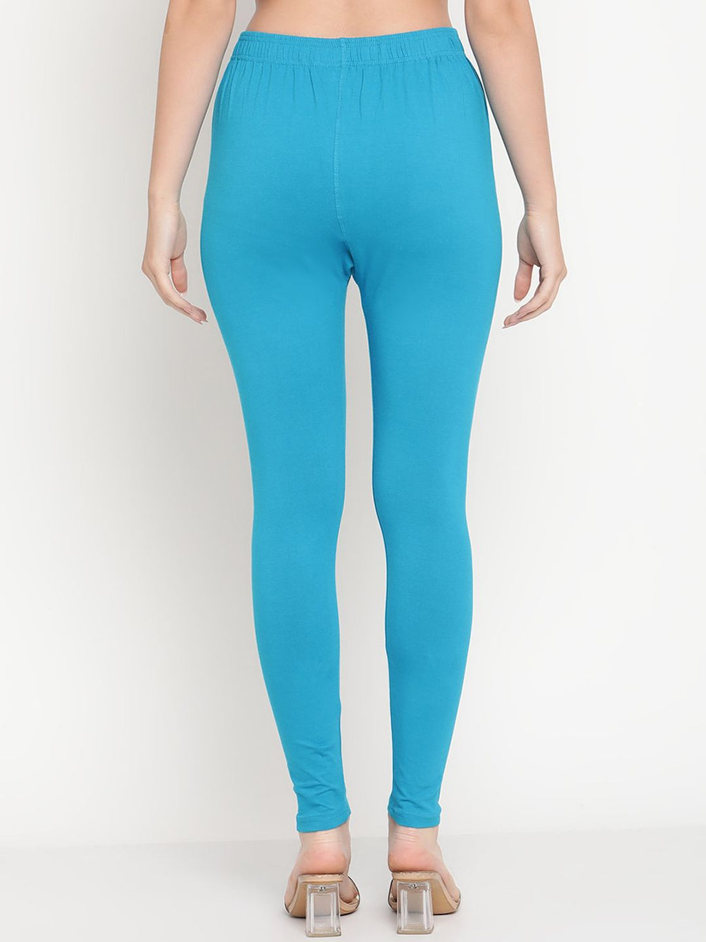 TAG 7 Women Pack of 2 Blue & Green Solid Comfort-Fit Ankle-Length Leggings | Grocsy