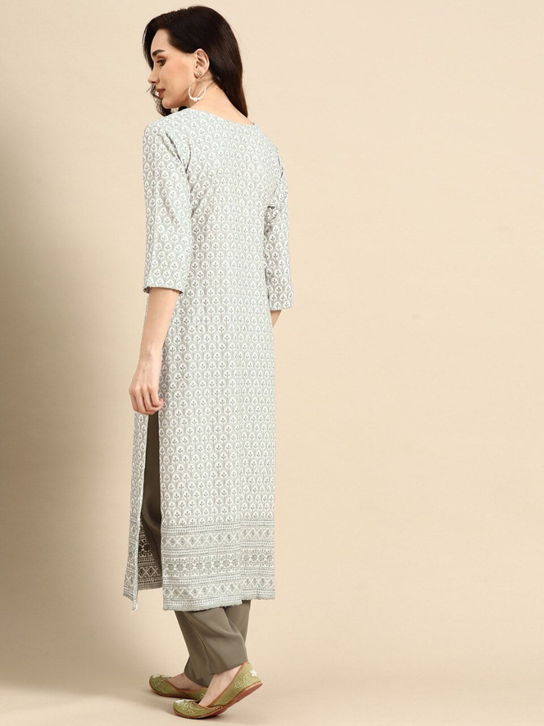 Sangria Embroidered Sequin Straight Kurta | Grocsy