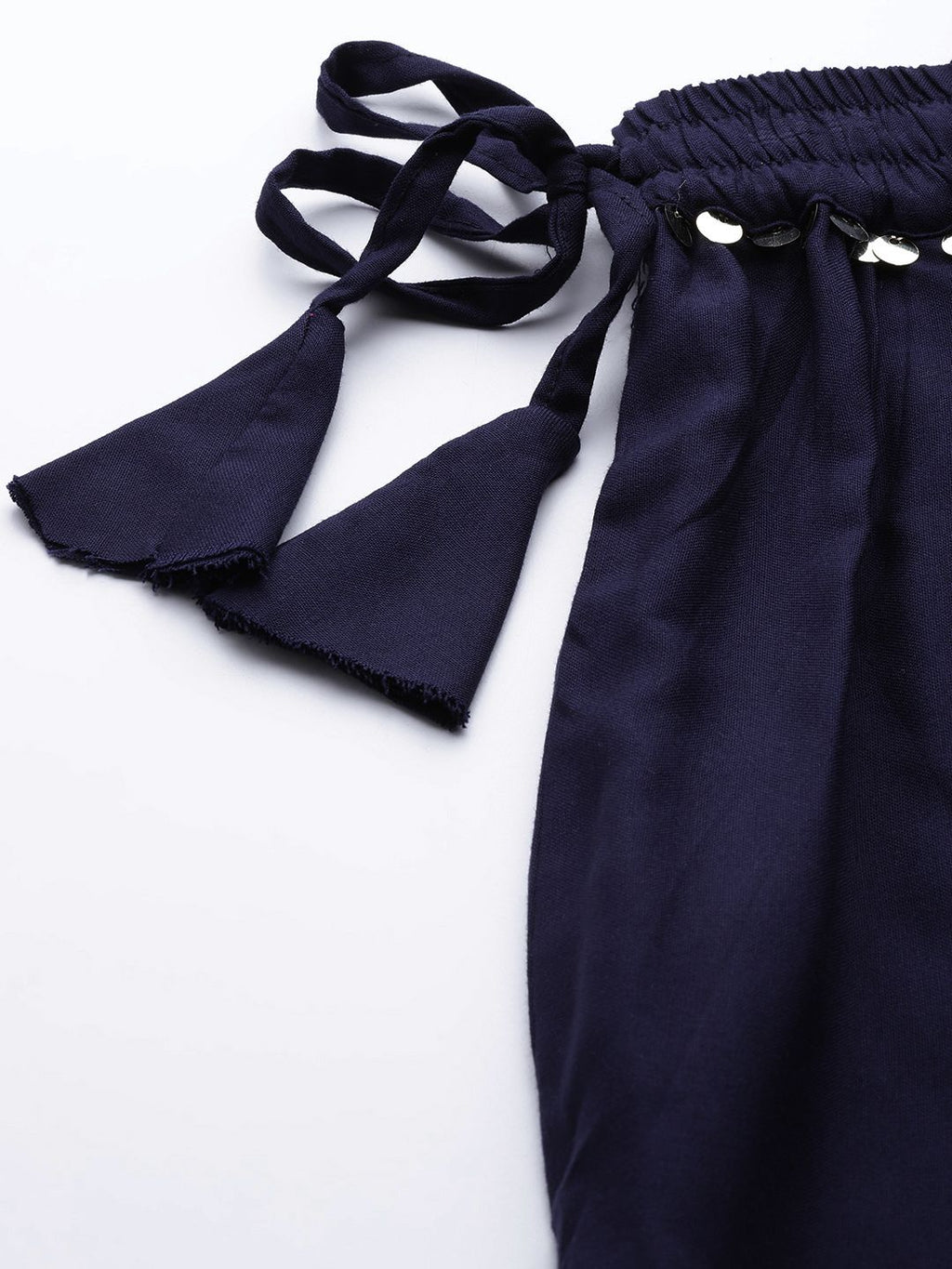 TAG 7 Women Navy Blue Solid Flared Palazzos | Grocsy