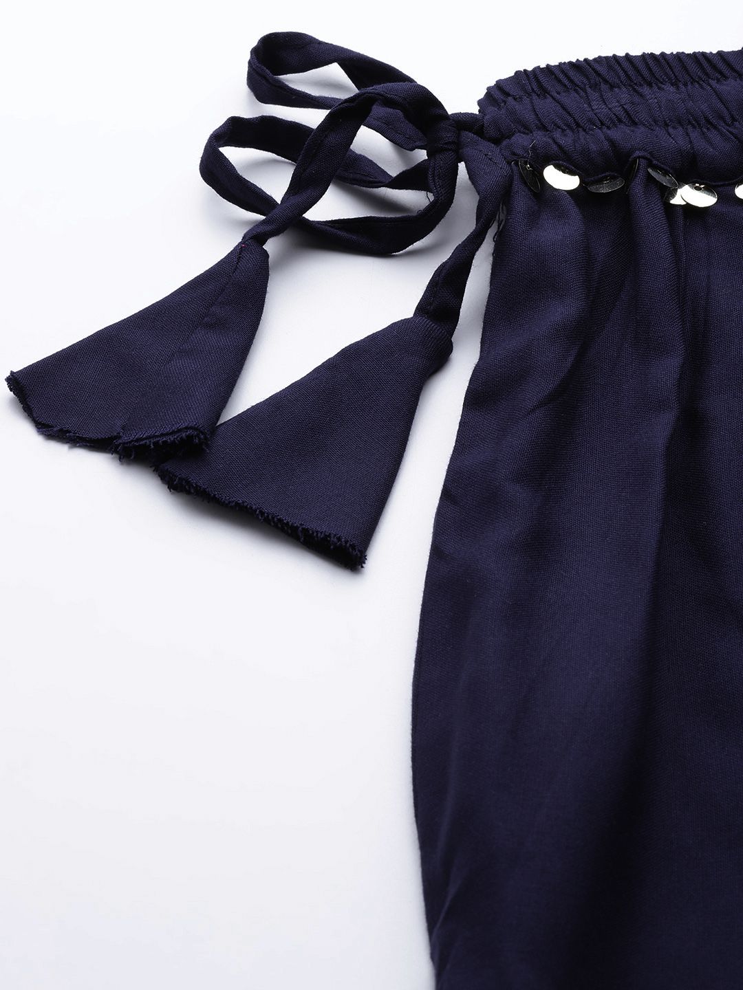 TAG 7 Women Navy Blue Solid Flared Palazzos | Grocsy