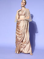 Tikhi Imli Satin Saree With Cape | Grocsy