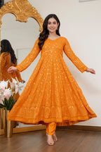 Yash Enterprise Yellow Blooming Silk Party Wear Embroidery Suit Set | Grocsy