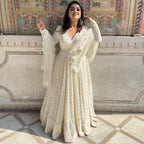 Yash Enterprise Off White Luckhnowi Sequins Work Party Wear Suit Set | Grocsy