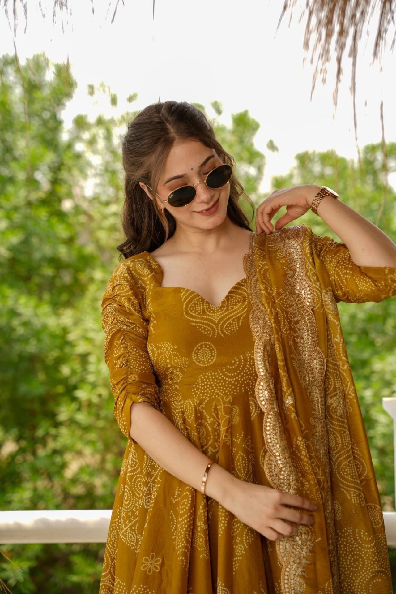 Yash Enterprise Mahendi Maslin Fabric Digital Print Work Party Wear Suit Set | Grocsy