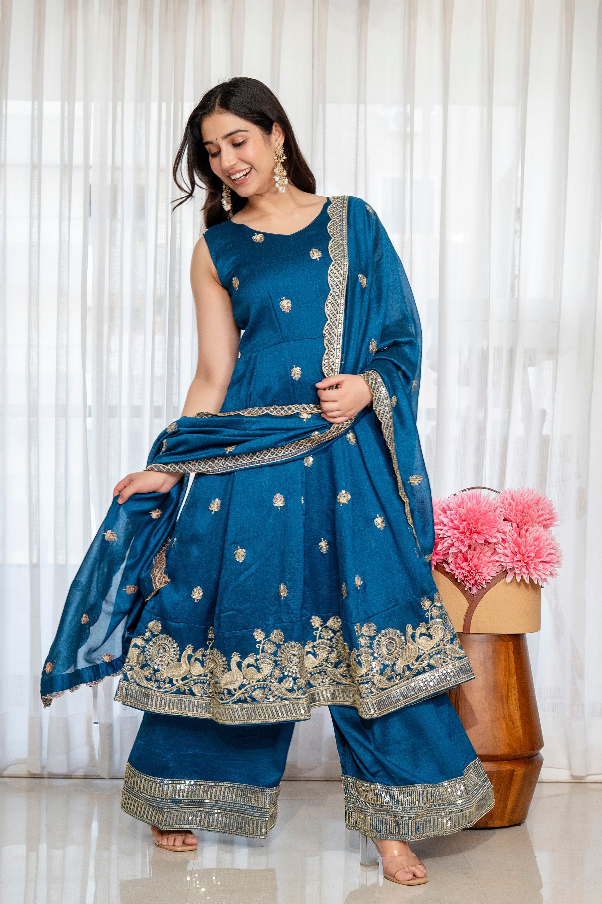 Yash Enterprise Rama Simmar Silk Party Wear Embroidery Suit Set | Grocsy