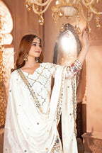 Yash Enterprise White Chinon Silk Embroidery Party Wear Suit Set | Grocsy