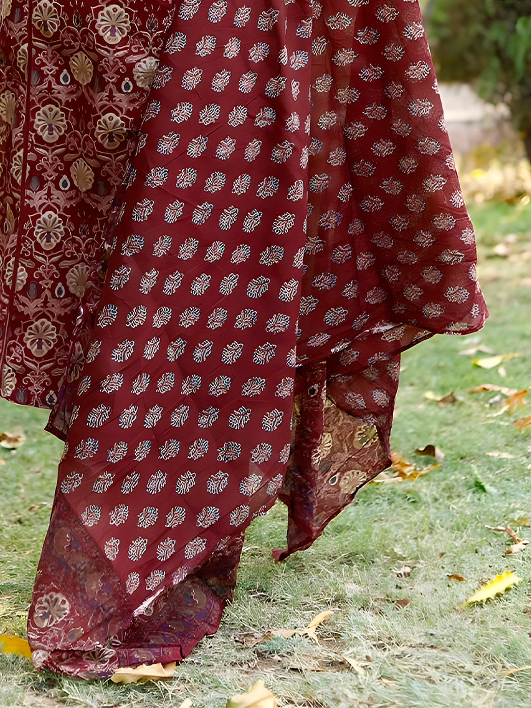 Hand Embroidered & Floral Printed Lace Detailed Kurta With Printed Pant & Dupatta Premium Luxury, Multicolor - Hiral Fashion | Grocsy