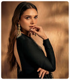 Yash Enterprise Black Rayon Cotton Embroidery Zari Sequins-Work Suit Set | Grocsy