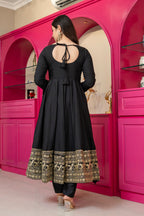 Yash Enterprise Black Rayon Party Wear Embroidery Suit Set | Grocsy