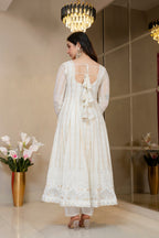 Yash Enterprise Off White Faux Blooming Party Wear Embroidery Suit Set | Grocsy