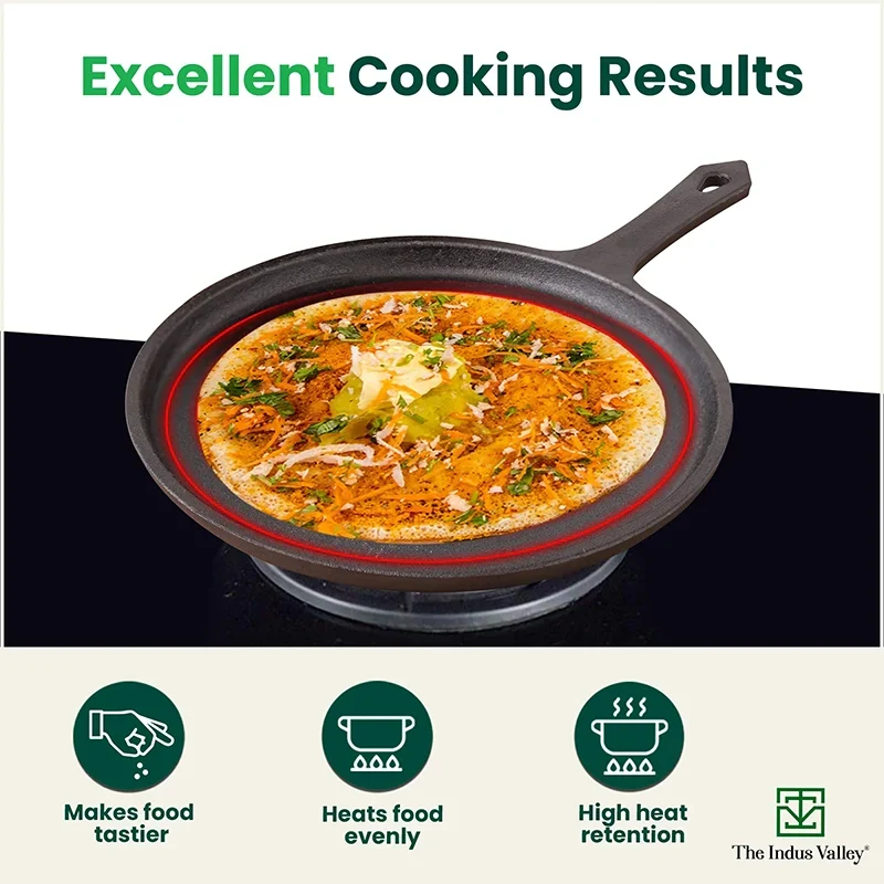 The Indus Valley CASTrong Cast Iron Cookware Set: Tawa + Kadai, Kitchen Set for Home, Pre-seasoned, 100% Pure, Toxin-free, Induction | Grocsy
