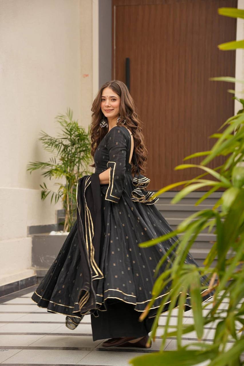 Yash Enterprise Black Maslin Fabric Digital Print Work Suit Set | Grocsy