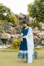 Yash Enterprise Navy Blue Fux Georgette With Emboidery Work Slwar Suits Stitched | Grocsy