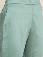 Sangria Women Sea Green Ethnic Motifs Sequinned Liva Kurta with Trousers & With Dupatta | Grocsy