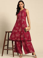 All About You Floral Print Pleated Kurta with Palazzos | Grocsy