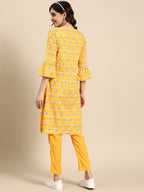 Sangria Women Ethnic Motifs Printed Straight Kurta with Solid Trousers | Grocsy
