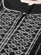 All About You Women Black & Grey Striped Keyhole Neck Kurta with Palazzos & Dupatta | Grocsy
