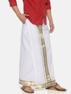 Sethukrishna Men White Solid Double Layer Readymade Pocket Dhoti | Grocsy