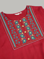 Sztori Plus Size Floral Yoke Design Straight Kurta | Grocsy
