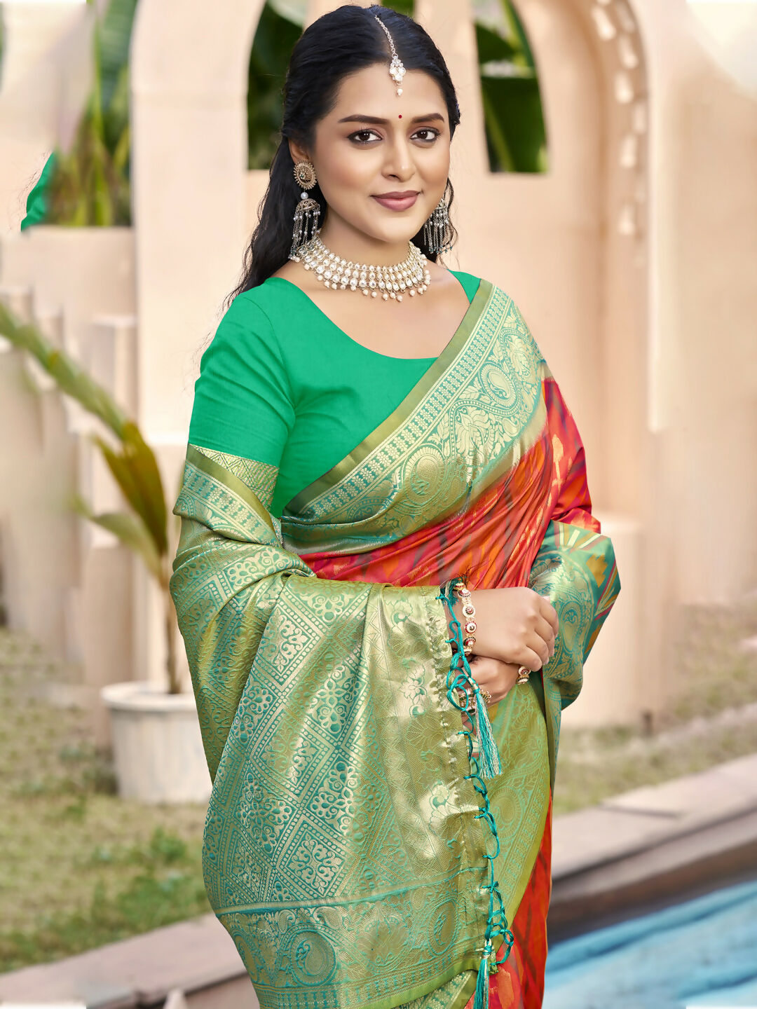 Shree Shyam Fashion Mustard Pochampally Silk Saree | Grocsy