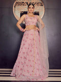 Myra Baby Pink Georgette Embroidered Designer Lehenga | Grocsy