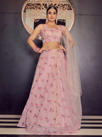 Myra Baby Pink Georgette Embroidered Designer Lehenga | Grocsy