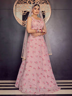Myra Baby Pink Georgette Embroidered Designer Lehenga | Grocsy