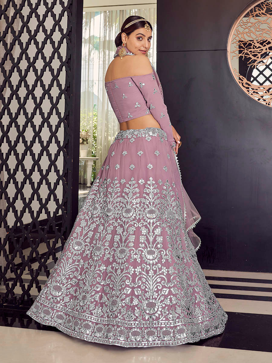 Myra Mauve Georgette Embroidered Designer Lehenga | Grocsy