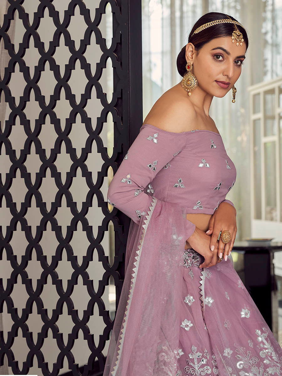 Myra Mauve Georgette Embroidered Designer Lehenga | Grocsy
