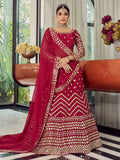 Myra Coral Red Georgette Embroidered Designer Lehenga | Grocsy