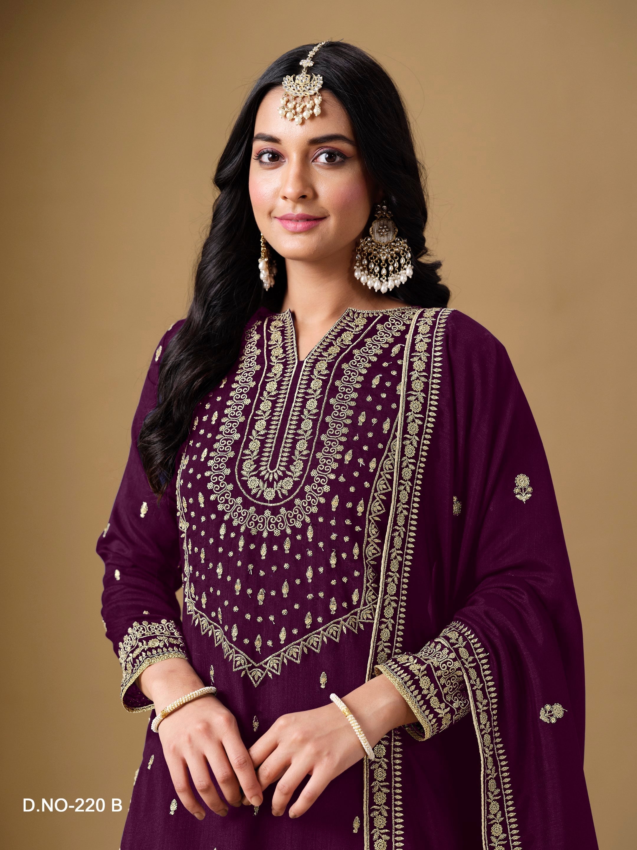 Anaita Purple Art Silk Embroidered Stitched Sharara Suit | Grocsy