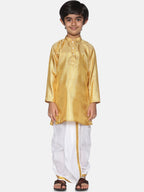 Sethukrishna Boys Gold-Toned Kurta with Dhoti Pants | Grocsy